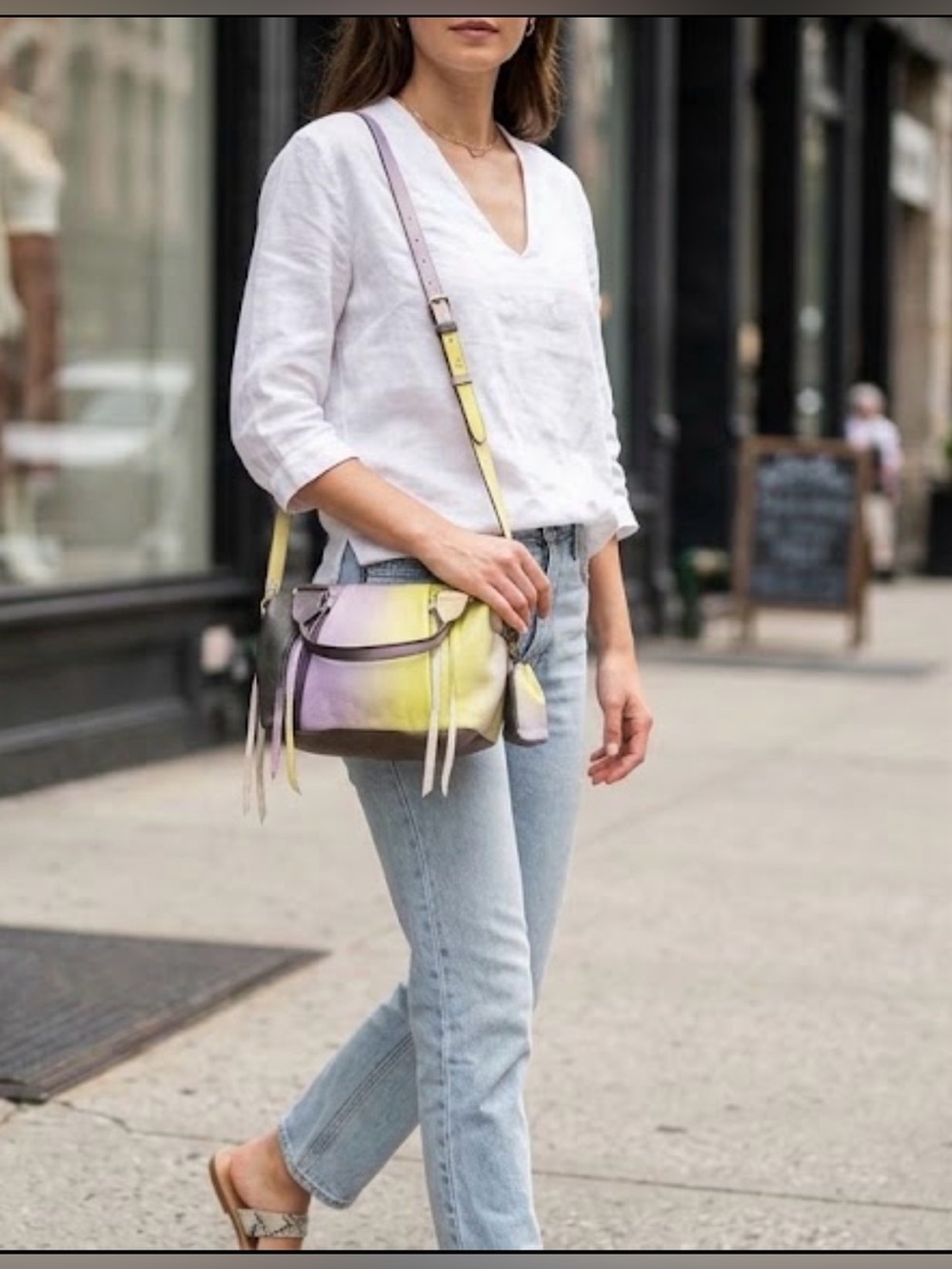 Aimee Kestenberg Ombre Satchel Leather Crossbody with Dust Bag